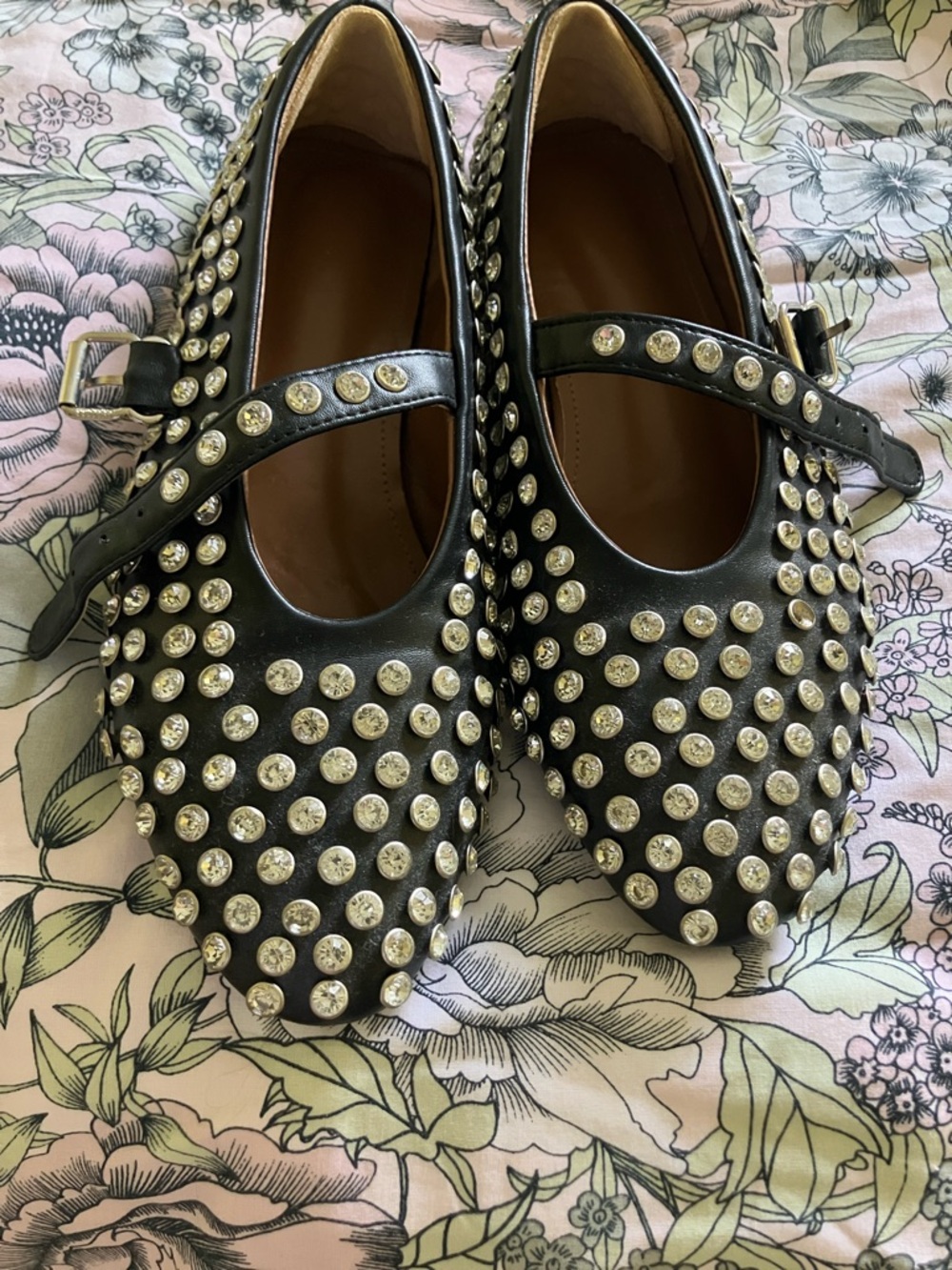 Studded Black Mary Jane Flats